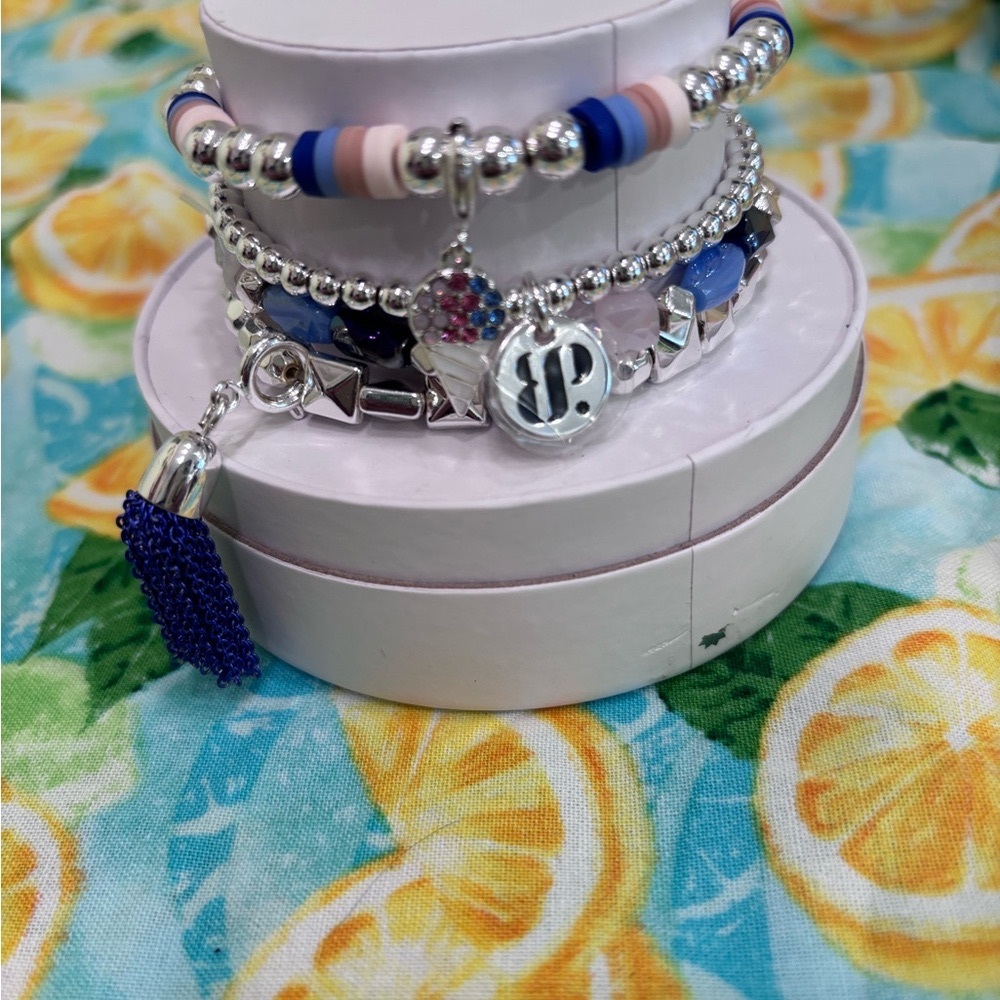 Bomb Party bracelet stack, Snow Cone Dreams